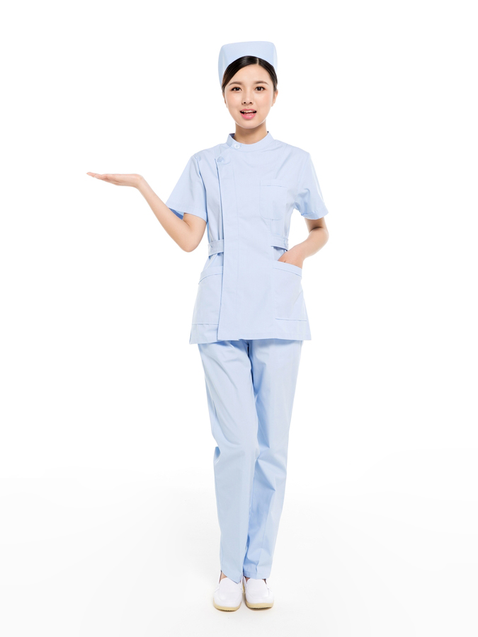 夏裝藍(lán)色分體偏襟立領(lǐng)護(hù)士服