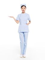 夏裝藍色分體偏襟立領(lǐng)護士服